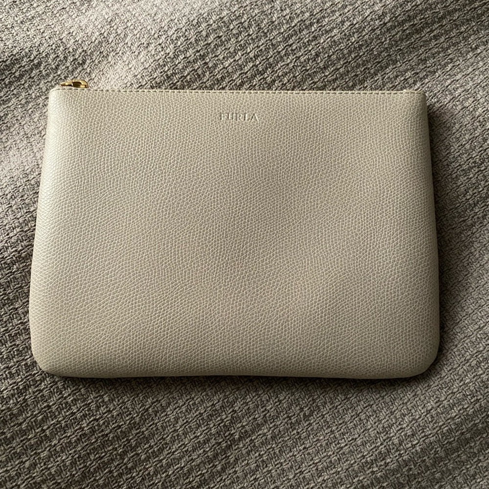 Furla Light Gray Leather Pouch